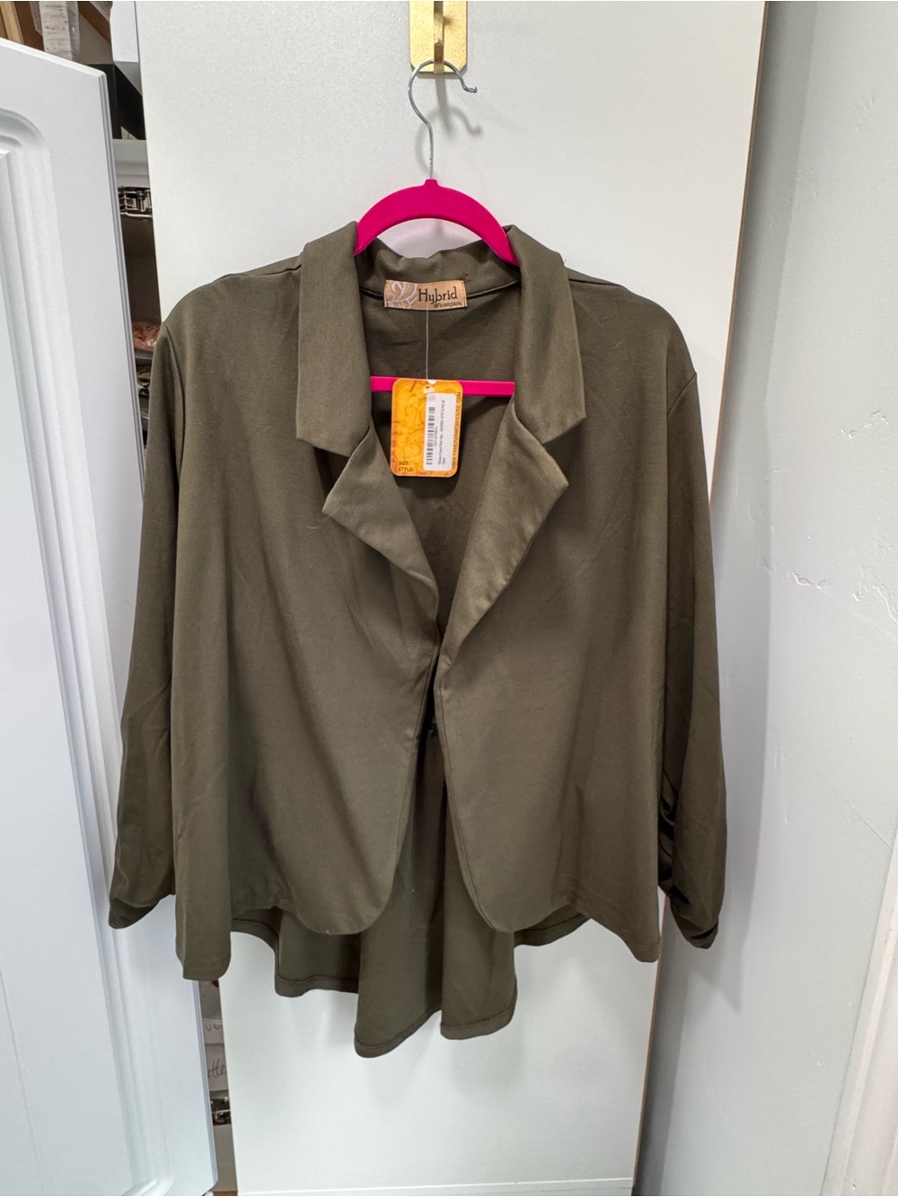 HYBRID & CO Olive Green Women’s Draped Open Front Jacket